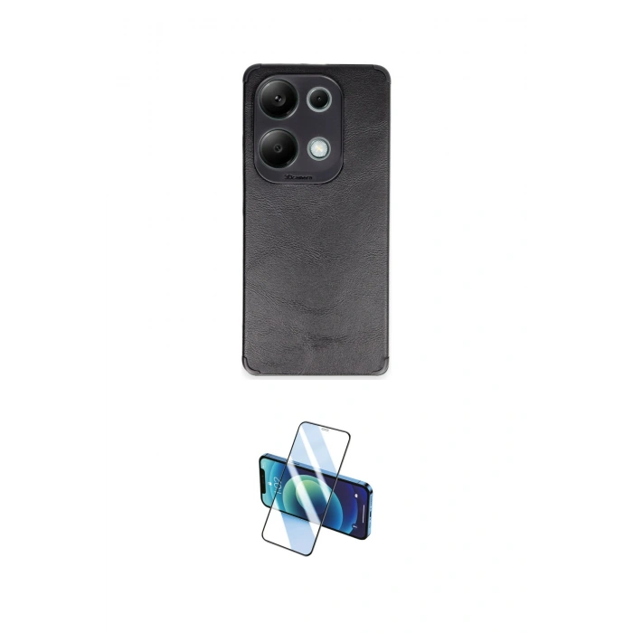 MARSİLYAN™- Redmi Note 13 4G Kılıf Doruk Asil Koleksiyonu - Siyah 3D Antistatik Seramik Nano Ekran Koruyucu