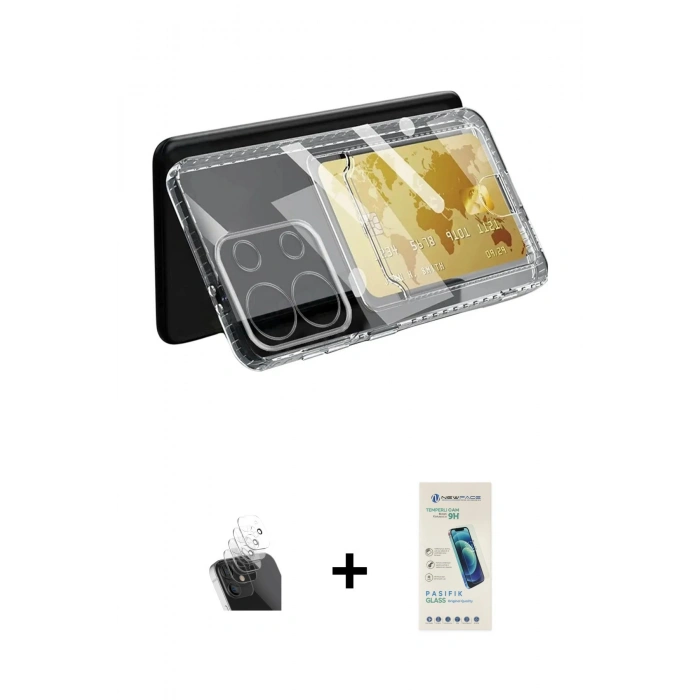 MARSİLYAN™- Redmi Note 13 4G Kılıf Doruk Klasik Koleksiyonu - Şeffaf Pasifik Cam Ekran Koruyucu + Kamera Lens Koruma Cam - SF
