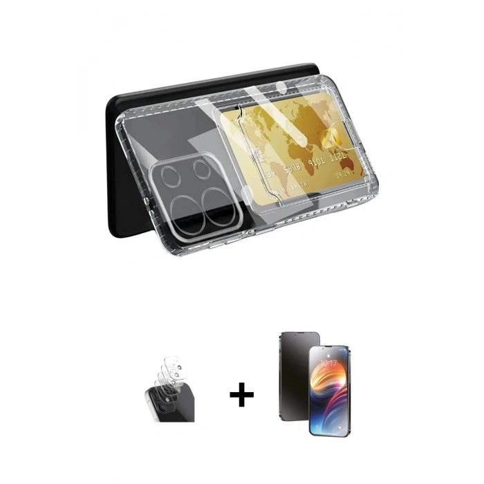 MARSİLYAN™- Redmi Note 13 4G Kılıf Doruk Klasik Koleksiyonu - Siyah 3D Antistatik Mat Seramik Nano Ekran Koruyucu + Kamera Lens Koruma Cam - SF