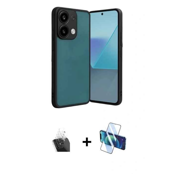 MARSİLYAN™- Redmi Note 13 4G Kılıf Kıvılcım Işık Serisi - Siyah 3D Antistatik Cam Ekran Koruyucu + Kamera Lens Koruma Cam - SF