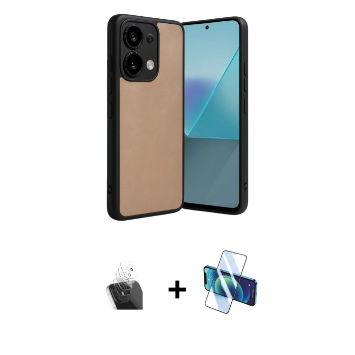 MARSİLYAN™- Redmi Note 13 4G Kılıf Kıvılcım Işık Serisi - Siyah 3D Antistatik Cam Ekran Koruyucu + Kamera Lens Koruma Cam - SF
