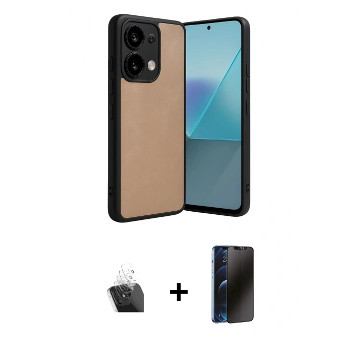 MARSİLYAN™- Redmi Note 13 4G Kılıf Kıvılcım Işık Serisi - Siyah 3D Antistatik Hayalet Cam Ekran Koruyucu + Kamera Lens Koruma Cam - SF