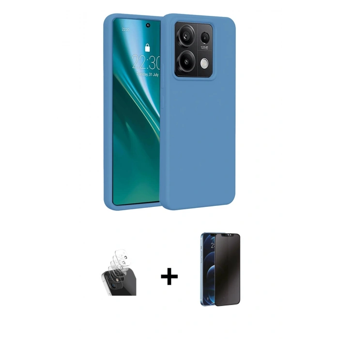 MARSİLYAN™- Redmi Note 13 4G Kılıf Kozmos Yansıma Özel Seri - Siyah 3D Antistatik Hayalet Cam Ekran Koruyucu + Kamera Lens Koruma Cam - SF