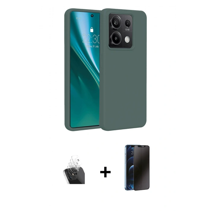 MARSİLYAN™- Redmi Note 13 4G Kılıf Kozmos Yansıma Özel Seri - Siyah 3D Antistatik Hayalet Cam Ekran Koruyucu + Kamera Lens Koruma Cam - SF
