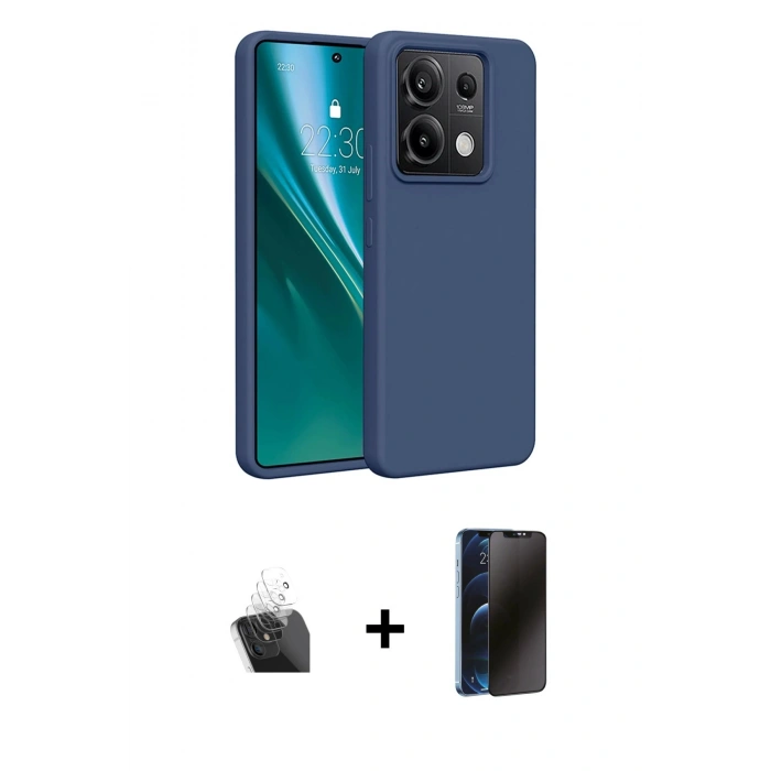 MARSİLYAN™- Redmi Note 13 4G Kılıf Kozmos Yansıma Özel Seri - Siyah 3D Antistatik Hayalet Cam Ekran Koruyucu + Kamera Lens Koruma Cam - SF