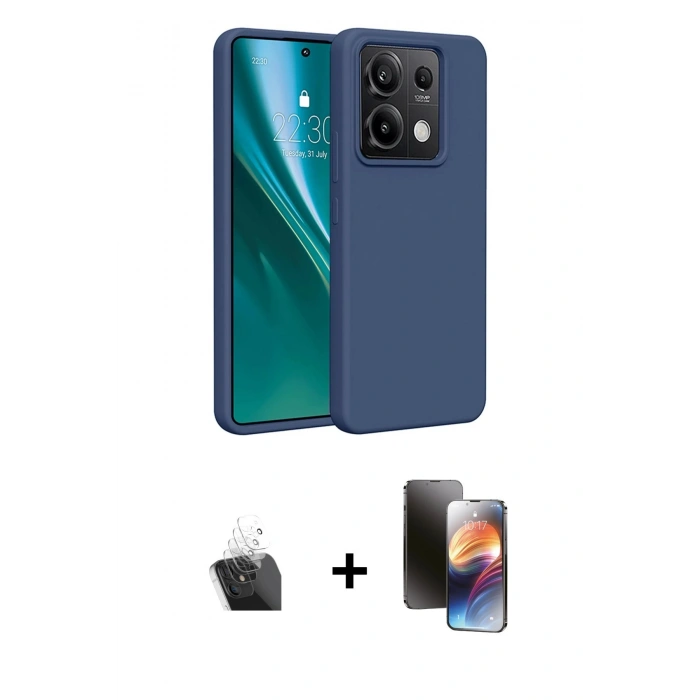 MARSİLYAN™- Redmi Note 13 4G Kılıf Kozmos Yansıma Özel Seri - Siyah 3D Antistatik Mat Seramik Nano Ekran Koruyucu + Kamera Lens Koruma Cam - SF