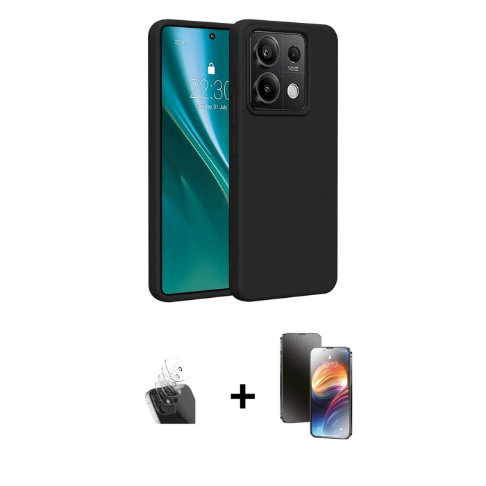 MARSİLYAN™- Redmi Note 13 4G Kılıf Kozmos Yansıma Özel Seri - Siyah 3D Antistatik Mat Seramik Nano Ekran Koruyucu + Kamera Lens Koruma Cam - SF