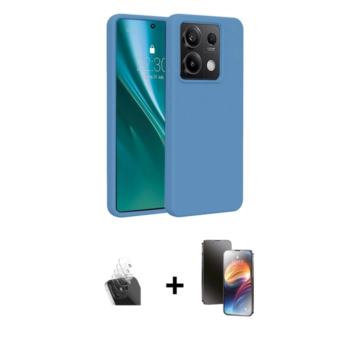 MARSİLYAN™- Redmi Note 13 4G Kılıf Kozmos Yansıma Özel Seri - Siyah 3D Antistatik Mat Seramik Nano Ekran Koruyucu + Kamera Lens Koruma Cam - SF