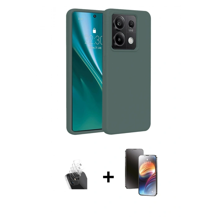 MARSİLYAN™- Redmi Note 13 4G Kılıf Kozmos Yansıma Özel Seri - Siyah 3D Antistatik Mat Seramik Nano Ekran Koruyucu + Kamera Lens Koruma Cam - SF