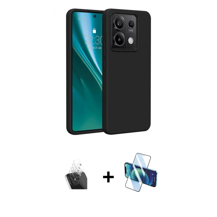 MARSİLYAN™- Redmi Note 13 4G Kılıf Kozmos Yansıma Özel Seri - Siyah 3D Antistatik Seramik Nano Ekran Koruyucu + Kamera Lens Koruma Cam - SF