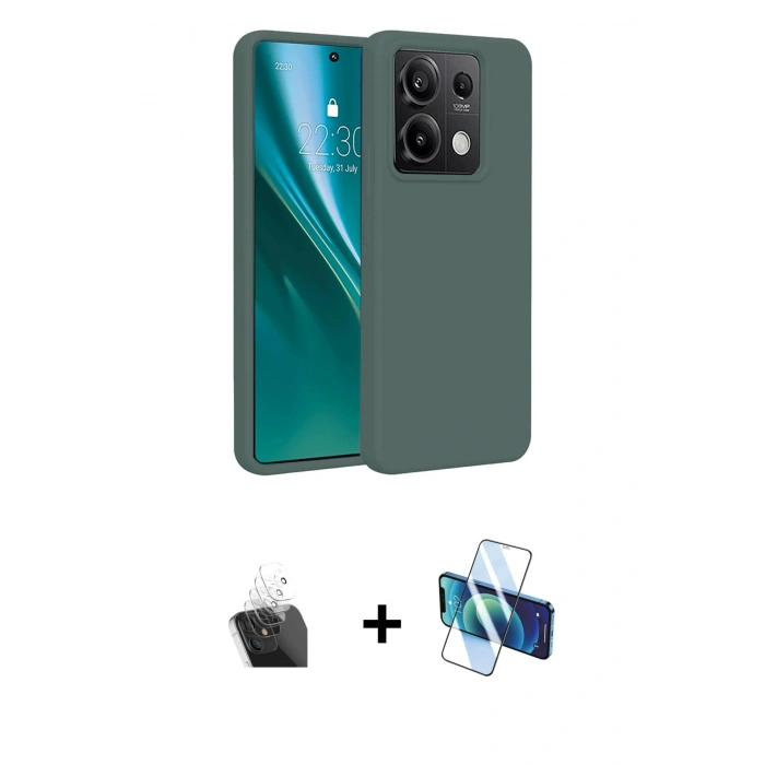 MARSİLYAN™- Redmi Note 13 4G Kılıf Kozmos Yansıma Özel Seri - Siyah 3D Antistatik Seramik Nano Ekran Koruyucu + Kamera Lens Koruma Cam - SF