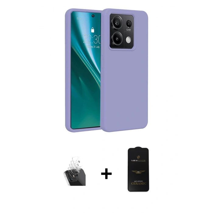 MARSİLYAN™- Redmi Note 13 4G Kılıf Kozmos Yansıma Özel Seri - Siyah 6D Antistatik Mat Seramik Hayalet Nano Ekran Koruyucu + Kamera Lens Koruma Cam - SF