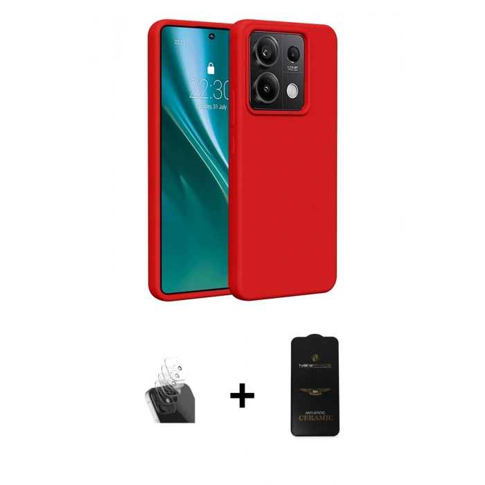 MARSİLYAN™- Redmi Note 13 4G Kılıf Kozmos Yansıma Özel Seri - Siyah 6D Antistatik Mat Seramik Hayalet Nano Ekran Koruyucu + Kamera Lens Koruma Cam - SF
