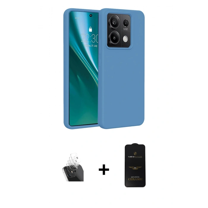 MARSİLYAN™- Redmi Note 13 4G Kılıf Kozmos Yansıma Özel Seri - Siyah 6D Antistatik Mat Seramik Hayalet Nano Ekran Koruyucu + Kamera Lens Koruma Cam - SF