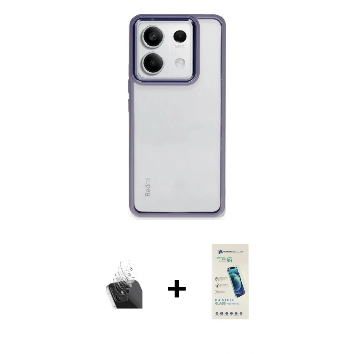 MARSİLYAN™- Redmi Note 13 4G Kılıf Nova Işık Serisi - Şeffaf Pasifik Cam Ekran Koruyucu + Kamera Lens Koruma Cam - SF
