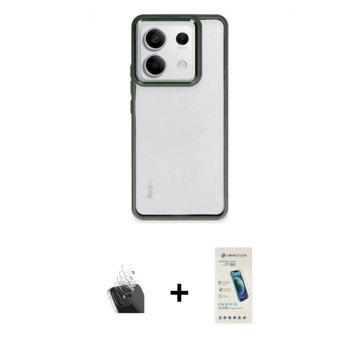 MARSİLYAN™- Redmi Note 13 4G Kılıf Nova Işık Serisi - Şeffaf Pasifik Cam Ekran Koruyucu + Kamera Lens Koruma Cam - SF
