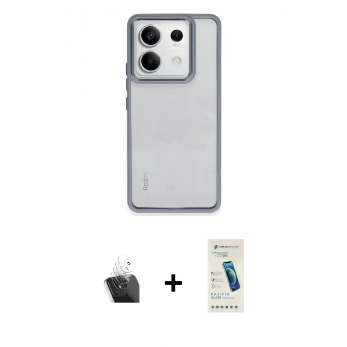 MARSİLYAN™- Redmi Note 13 4G Kılıf Nova Işık Serisi - Şeffaf Pasifik Cam Ekran Koruyucu + Kamera Lens Koruma Cam - SF
