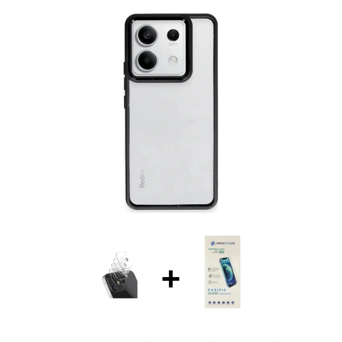 MARSİLYAN™- Redmi Note 13 4G Kılıf Nova Işık Serisi - Şeffaf Pasifik Cam Ekran Koruyucu + Kamera Lens Koruma Cam - SF