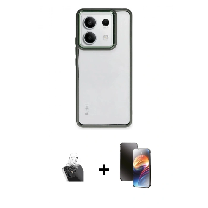 MARSİLYAN™- Redmi Note 13 4G Kılıf Nova Işık Serisi - Siyah 3D Antistatik Mat Seramik Nano Ekran Koruyucu + Kamera Lens Koruma Cam - SF