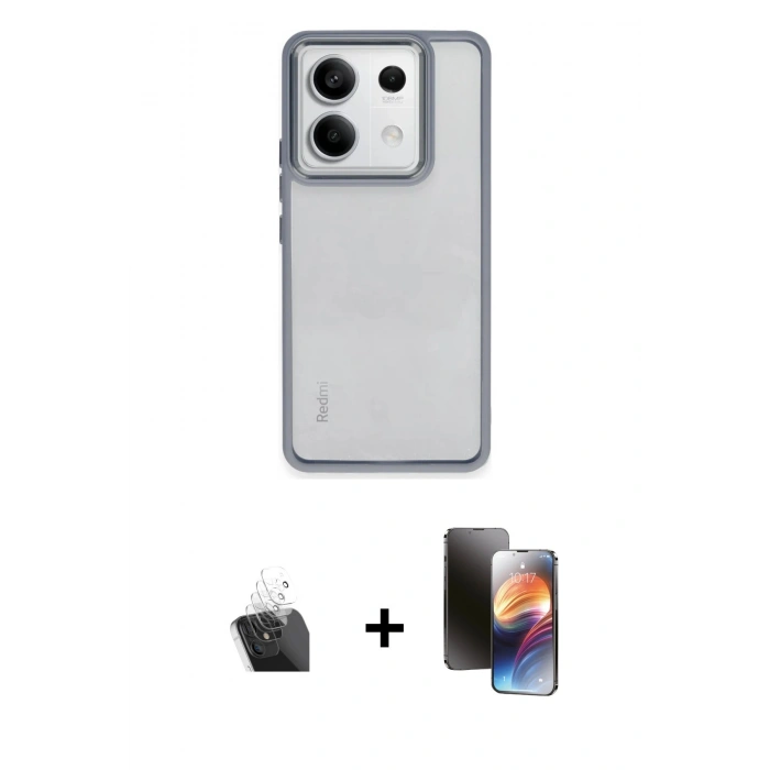 MARSİLYAN™- Redmi Note 13 4G Kılıf Nova Işık Serisi - Siyah 3D Antistatik Mat Seramik Nano Ekran Koruyucu + Kamera Lens Koruma Cam - SF