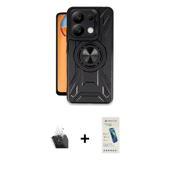 MARSİLYAN™- Redmi Note 13 4G Kılıf Nova Yansıma Prime - Şeffaf Pasifik Cam Ekran Koruyucu + Kamera Lens Koruma Cam - SF
