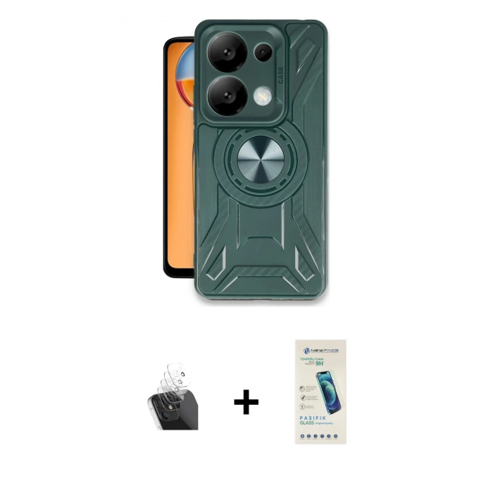 MARSİLYAN™- Redmi Note 13 4G Kılıf Nova Yansıma Prime - Şeffaf Pasifik Cam Ekran Koruyucu + Kamera Lens Koruma Cam - SF