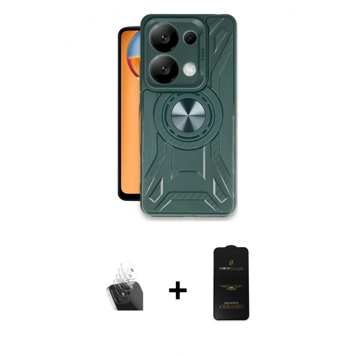 MARSİLYAN™- Redmi Note 13 4G Kılıf Nova Yansıma Prime - Siyah 6D Antistatik Mat Seramik Hayalet Nano Ekran Koruyucu + Kamera Lens Koruma Cam - SF