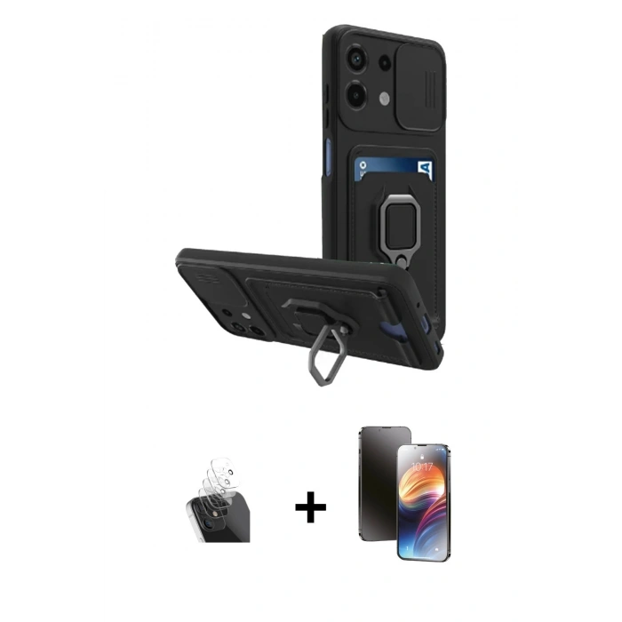MARSİLYAN™- Redmi Note 13 4G Kılıf Vadi Form Prime - Siyah 3D Antistatik Mat Seramik Nano Ekran Koruyucu + Kamera Lens Koruma Cam - SF
