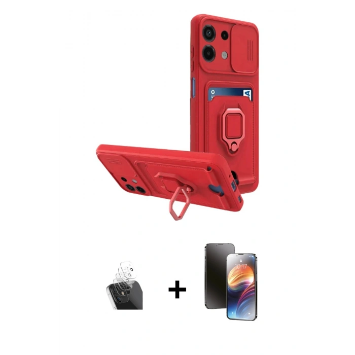MARSİLYAN™- Redmi Note 13 4G Kılıf Vadi Form Prime - Siyah 3D Antistatik Mat Seramik Nano Ekran Koruyucu + Kamera Lens Koruma Cam - SF