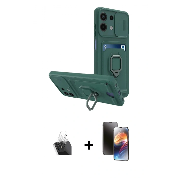 MARSİLYAN™- Redmi Note 13 4G Kılıf Vadi Form Prime - Siyah 3D Antistatik Mat Seramik Nano Ekran Koruyucu + Kamera Lens Koruma Cam - SF