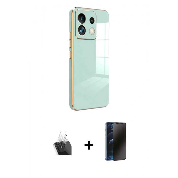 MARSİLYAN™- Redmi Note 13 4G Kılıf Yankı Serisi - Siyah 3D Antistatik Hayalet Cam Ekran Koruyucu + Kamera Lens Koruma Cam - SF