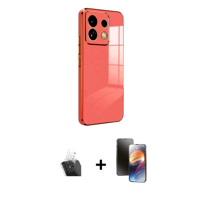 MARSİLYAN™- Redmi Note 13 4G Kılıf Yankı Serisi - Siyah 3D Antistatik Mat Seramik Nano Ekran Koruyucu + Kamera Lens Koruma Cam - SF