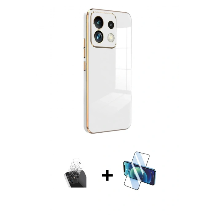 MARSİLYAN™- Redmi Note 13 4G Kılıf Yankı Serisi - Siyah 3D Antistatik Seramik Nano Ekran Koruyucu + Kamera Lens Koruma Cam - SF