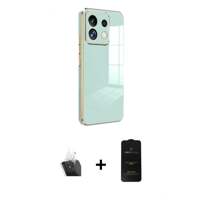 MARSİLYAN™- Redmi Note 13 4G Kılıf Yankı Serisi - Siyah 6D Antistatik Mat Seramik Hayalet Nano Ekran Koruyucu + Şeffaf Kamera Lens Koruma Cam
