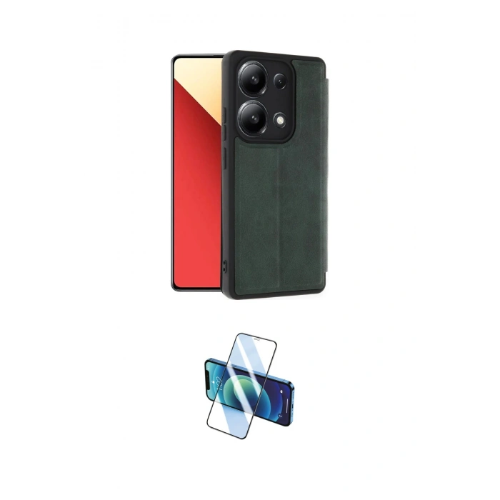 MARSİLYAN™- Redmi Note 13 4G Kılıf Zirve Yansıma Serisi - Siyah 3D Antistatik Cam Ekran Koruyucu