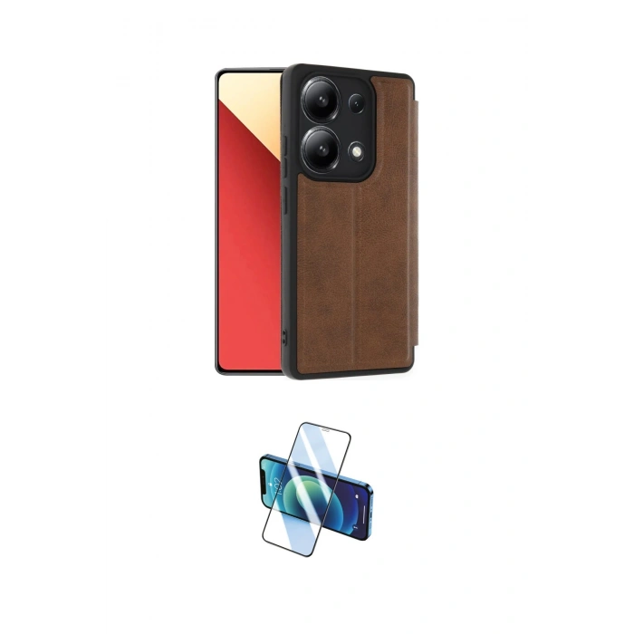 MARSİLYAN™- Redmi Note 13 4G Kılıf Zirve Yansıma Serisi - Siyah 3D Antistatik Cam Ekran Koruyucu