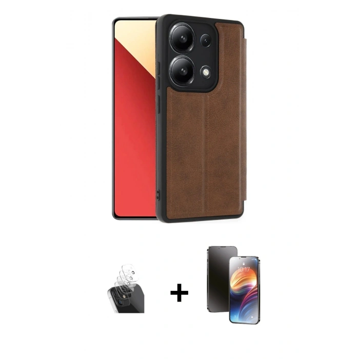 MARSİLYAN™- Redmi Note 13 4G Kılıf Zirve Yansıma Serisi - Siyah 3D Antistatik Mat Seramik Nano Ekran Koruyucu + Kamera Lens Koruma Cam - SF