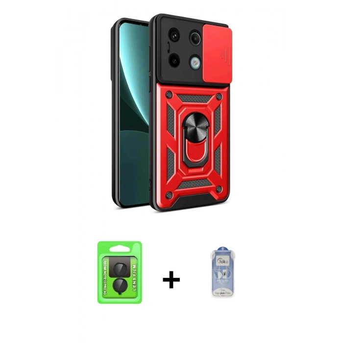 MARSİLYAN™- Redmi Note 13 Pro 4G Kılıf Ahenk Klasik - Siyah Joko Magic 5D Cam + Raze Metal Kamera Lens - SH