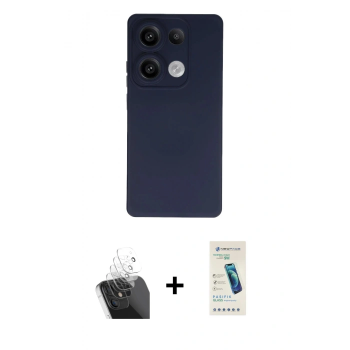 MARSİLYAN™- Redmi Note 13 Pro 4G Kılıf Ahenk Serisi - Şeffaf Pasifik Cam Ekran Koruyucu + Kamera Lens Koruma Cam - SF