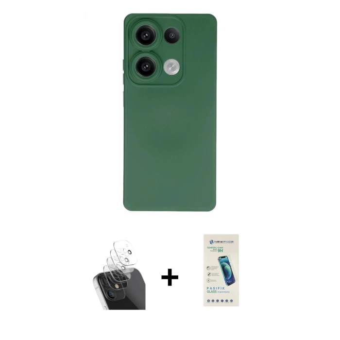 MARSİLYAN™- Redmi Note 13 Pro 4G Kılıf Ahenk Serisi - Şeffaf Pasifik Cam Ekran Koruyucu + Kamera Lens Koruma Cam - SF