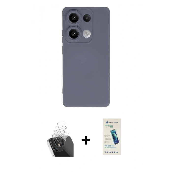MARSİLYAN™- Redmi Note 13 Pro 4G Kılıf Ahenk Serisi - Şeffaf Pasifik Cam Ekran Koruyucu + Kamera Lens Koruma Cam - SF