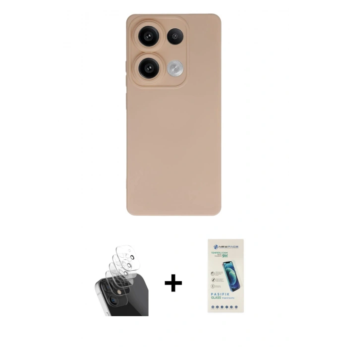 MARSİLYAN™- Redmi Note 13 Pro 4G Kılıf Ahenk Serisi - Şeffaf Pasifik Cam Ekran Koruyucu + Kamera Lens Koruma Cam - SF
