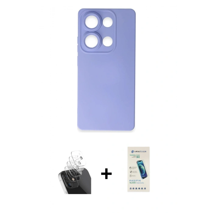 MARSİLYAN™- Redmi Note 13 Pro 4G Kılıf Ahenk Serisi - Şeffaf Pasifik Cam Ekran Koruyucu + Kamera Lens Koruma Cam - SF