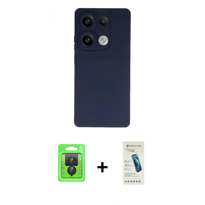 MARSİLYAN™- Redmi Note 13 Pro 4G Kılıf Ahenk Serisi - Şeffaf Pasifik Cam Ekran Koruyucu + Raze Metal Kamera Lens - SH