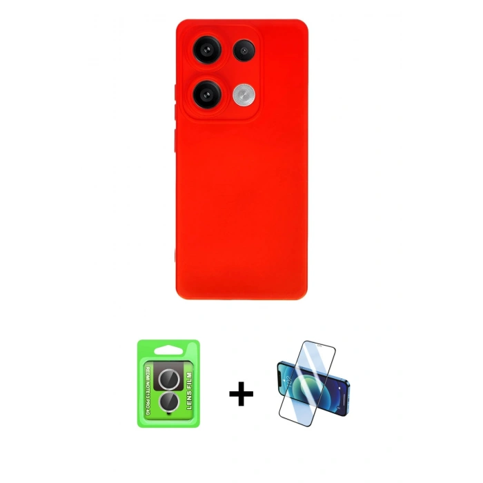 MARSİLYAN™- Redmi Note 13 Pro 4G Kılıf Ahenk Serisi - Siyah 3D Antistatik Seramik Nano Ekran Koruyucu + Raze Metal Kamera Lens - GS