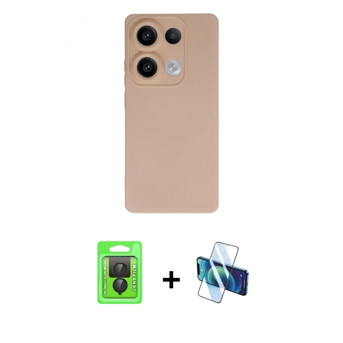 MARSİLYAN™- Redmi Note 13 Pro 4G Kılıf Ahenk Serisi - Siyah 3D Antistatik Seramik Nano Ekran Koruyucu + Raze Metal Kamera Lens - SH