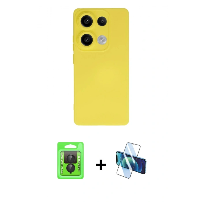 MARSİLYAN™- Redmi Note 13 Pro 4G Kılıf Ahenk Serisi - Siyah 3D Antistatik Seramik Nano Ekran Koruyucu + Raze Metal Kamera Lens - SH