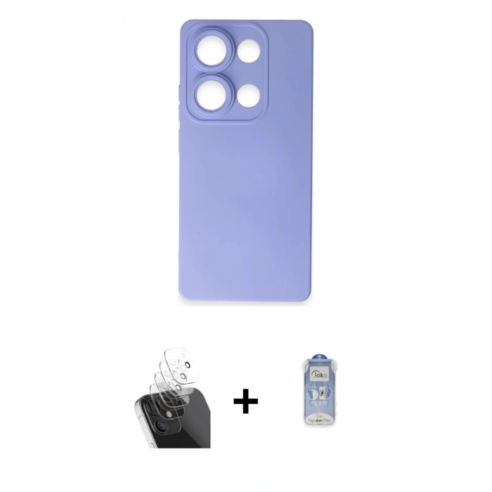 MARSİLYAN™- Redmi Note 13 Pro 4G Kılıf Ahenk Serisi - Siyah Joko Magic 5D Cam + Kamera Lens Koruma Cam - SF
