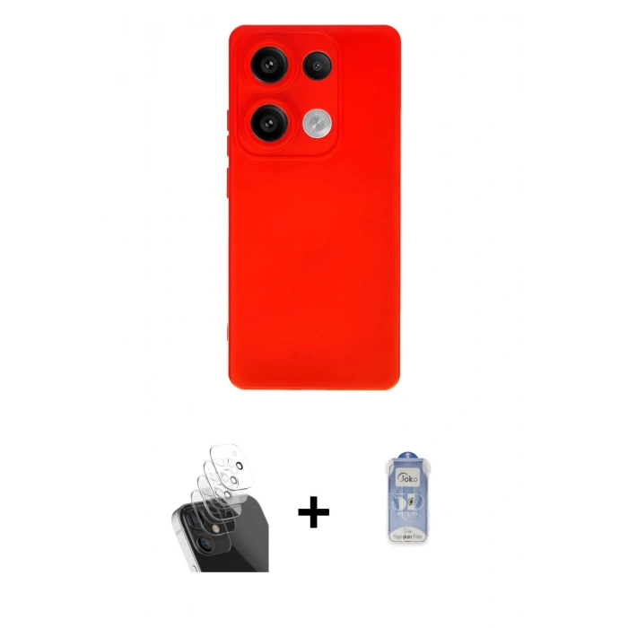 MARSİLYAN™- Redmi Note 13 Pro 4G Kılıf Ahenk Serisi - Siyah Joko Magic 5D Cam + Kamera Lens Koruma Cam - SF