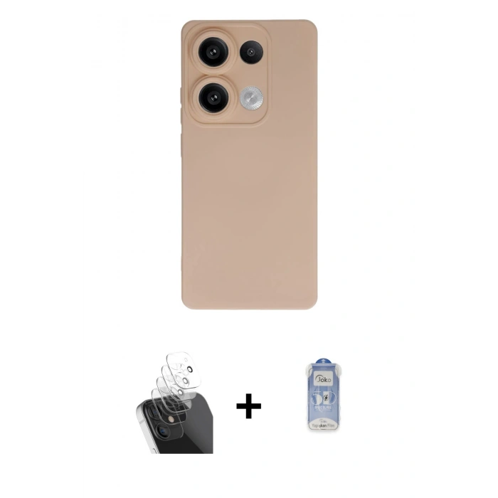 MARSİLYAN™- Redmi Note 13 Pro 4G Kılıf Ahenk Serisi - Siyah Joko Magic 5D Cam + Kamera Lens Koruma Cam - SF